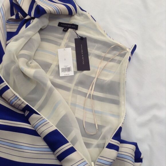 Banana Republic Cerulean Blue One Shoulder Bow Midi Dress New Size 2 - Picture 7 of 8